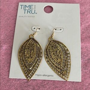 Time and Tru Gold Leaf Earrings, Hypoallergenic